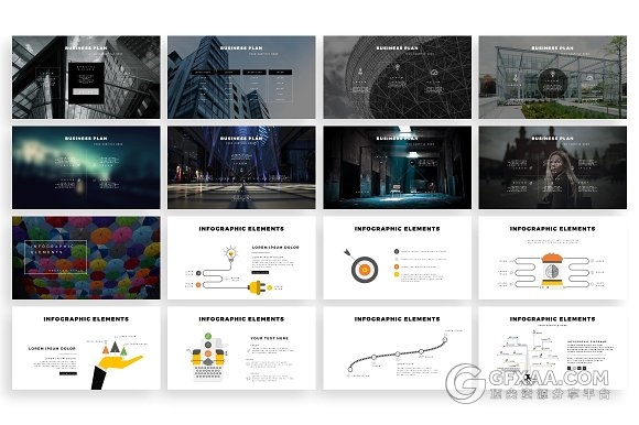 103页泼墨剪影图片文艺风格keynote模板 - 顶尖PPT