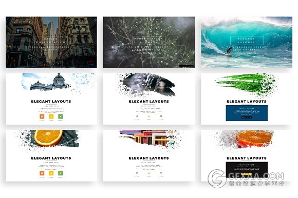 103页泼墨剪影图片文艺风格keynote模板 - 顶尖PPT