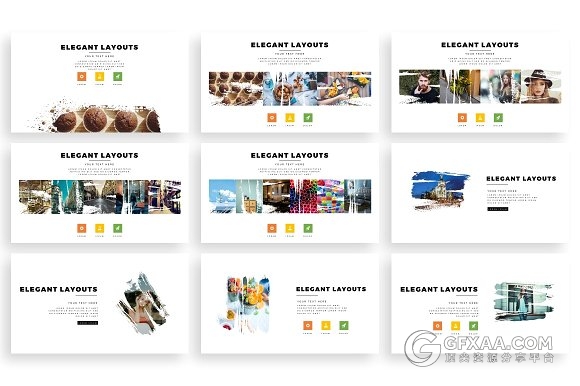 103页泼墨剪影图片文艺风格keynote模板 - 顶尖PPT