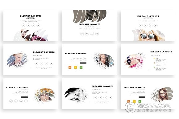 103页羽毛剪影图片文艺风格keynote模板 - 顶尖PPT