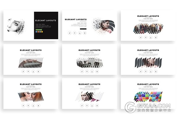 103页羽毛剪影图片文艺风格keynote模板 - 顶尖PPT