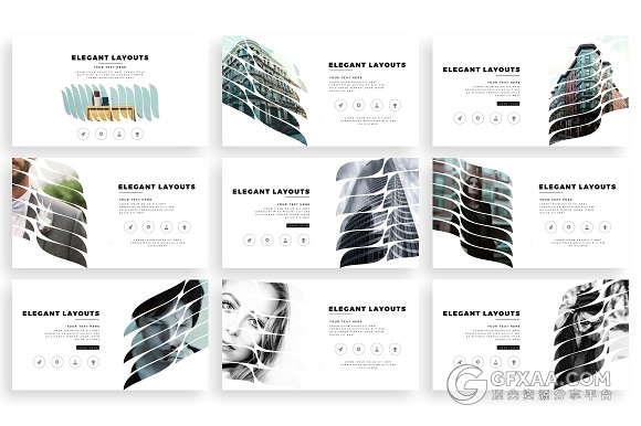 103页羽毛剪影图片文艺风格keynote模板 - 顶尖PPT