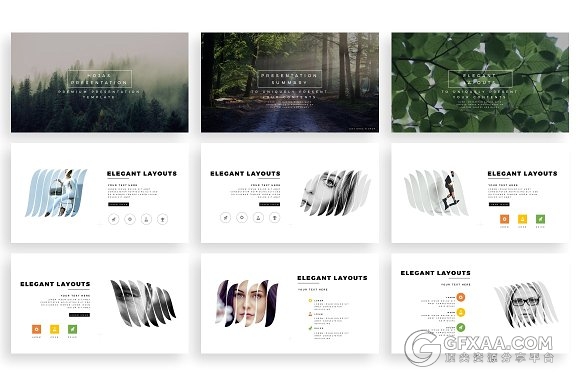 103页羽毛剪影图片文艺风格keynote模板 - 顶尖PPT