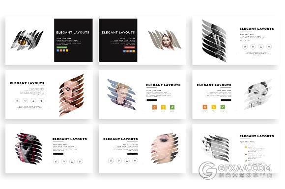 103页羽毛剪影图片文艺风格keynote模板 - 顶尖PPT