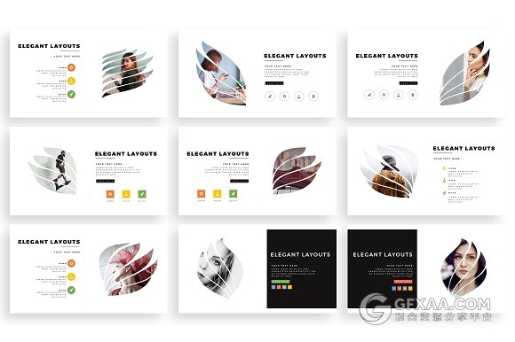 103页羽毛剪影图片文艺风格keynote模板 - 顶尖PPT