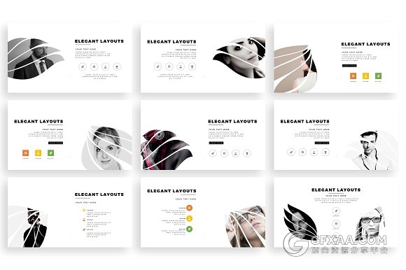 103页羽毛剪影图片文艺风格keynote模板 - 顶尖PPT