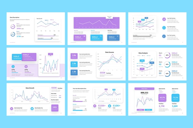 可视化数据折线图形PPT模板 - 顶尖PPT