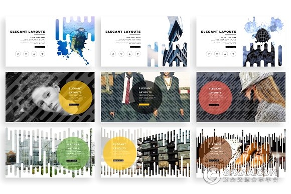 101页竖条剪影图片风格keynote模板 - 顶尖PPT