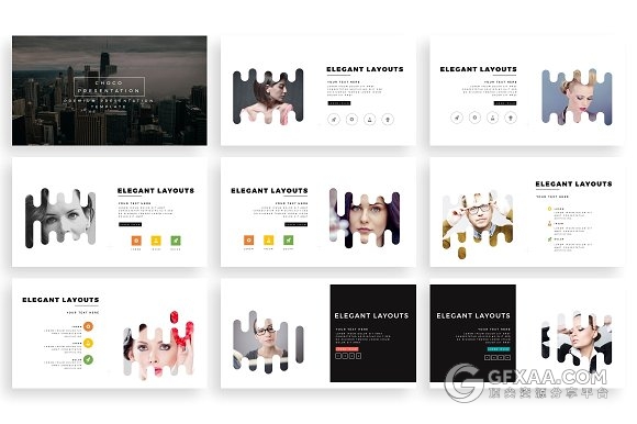 101页竖条剪影图片风格keynote模板 - 顶尖PPT