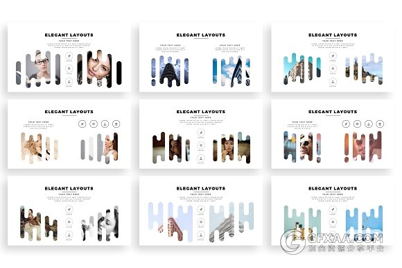 101页竖条剪影图片风格keynote模板 - 顶尖PPT