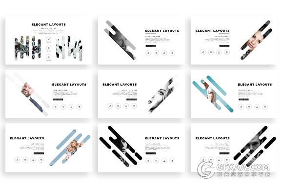 101页竖条剪影图片风格keynote模板 - 顶尖PPT