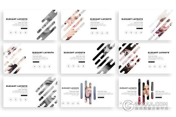 101页竖条剪影图片风格keynote模板 - 顶尖PPT