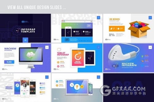 IOS风格信息图表演示模板 - 顶尖PPT