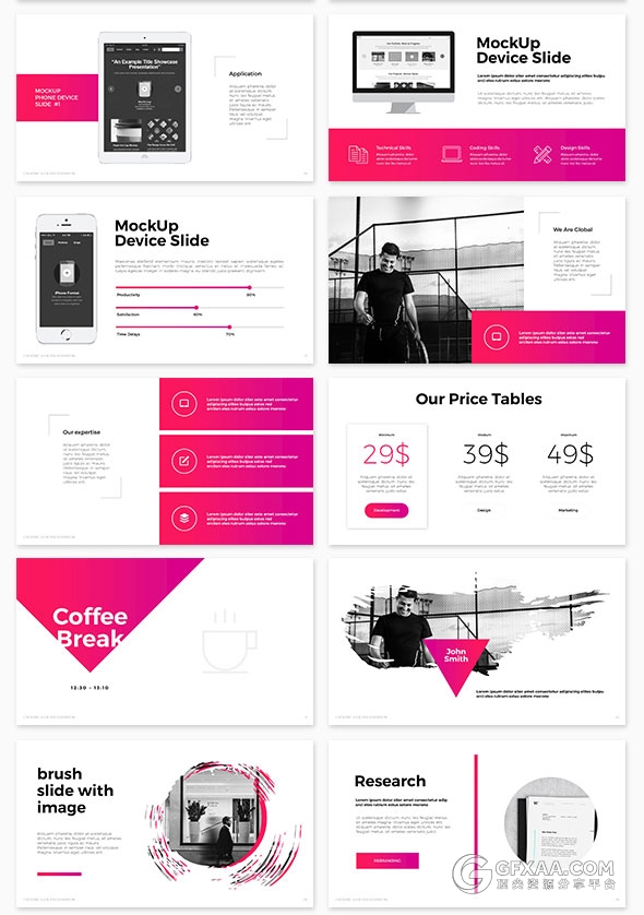 50页扁平化渐变紫色商务PPT模板 - 顶尖PPT