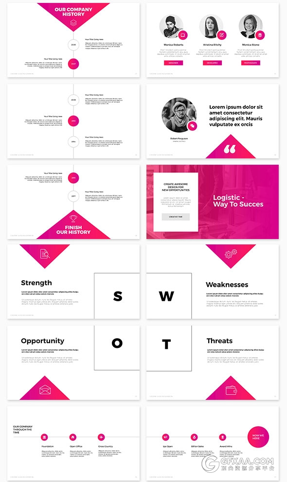 50页扁平化渐变紫色商务PPT模板 - 顶尖PPT