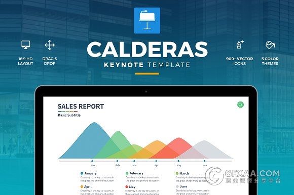61页扁平化简约风格年终总结keynote模板 - 顶尖PPT