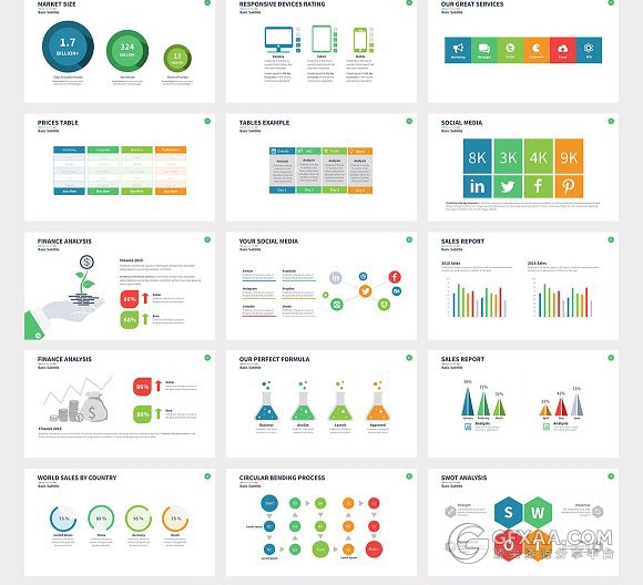 61页扁平化简约风格年终总结keynote模板 - 顶尖PPT