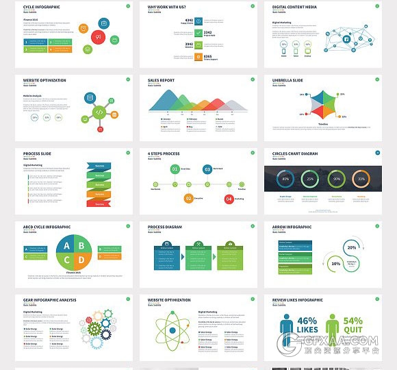 61页扁平化简约风格年终总结keynote模板 - 顶尖PPT