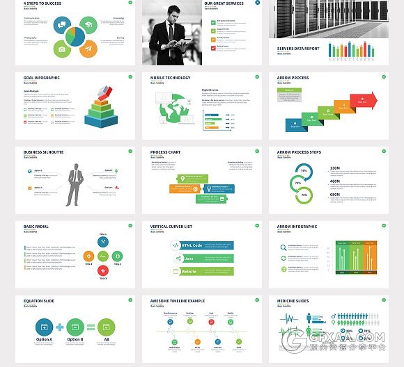 61页扁平化简约风格年终总结keynote模板 - 顶尖PPT