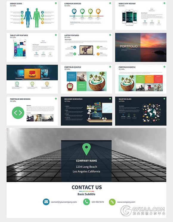 61页扁平化简约风格年终总结keynote模板 - 顶尖PPT