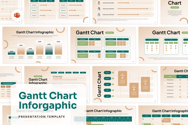 项目管理进度甘特图信息图表PPT模板 - 顶尖PPT