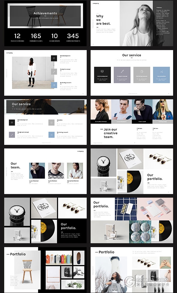 50页简约版面设计风格PPT模板 - 顶尖PPT