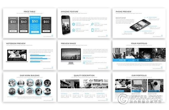 5种配色50多页年终总结报告PPT模板 - 顶尖PPT