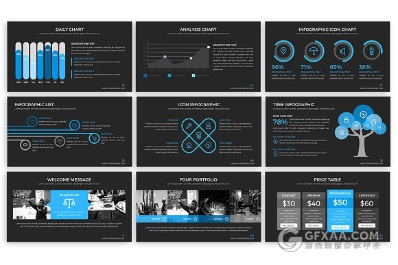 5种配色50多页年终总结报告PPT模板 - 顶尖PPT