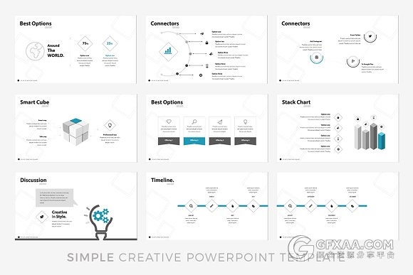 7种配色50页简约风格版式设计PPT模板 - 顶尖PPT