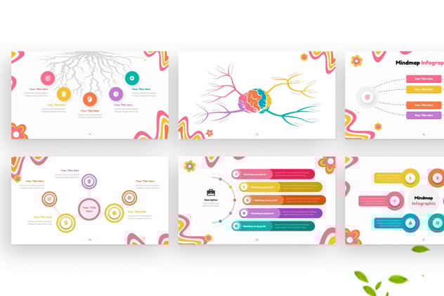 彩色发散性思维导图架构图形keynote模板 - 顶尖PPT