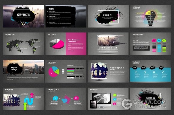 30页油漆飞溅风格PPT模板 - 顶尖PPT