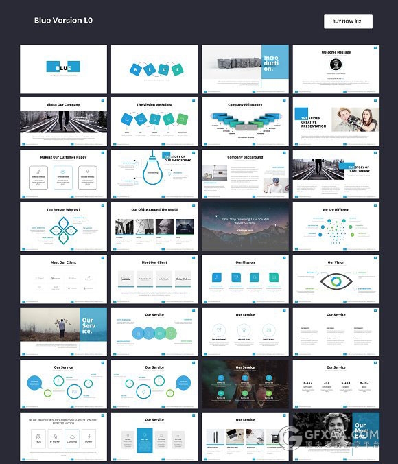 107页蓝色2017年终总结商务多用途PPT模板 - 顶尖PPT