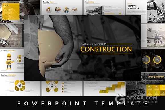 建筑公司年终总结新年计划欧美PPT模板 - 顶尖PPT