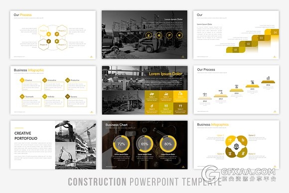 建筑公司年终总结新年计划欧美PPT模板 - 顶尖PPT