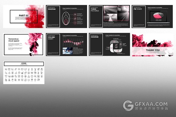 40页创意烟雾PPT模板2种配色风格 - 顶尖PPT