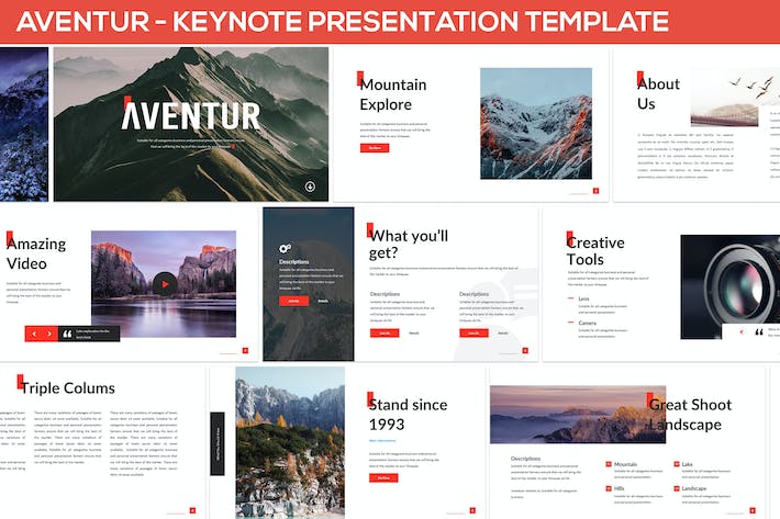 户外探险旅游活动策划宣传Keynote模板 - 顶尖PPT