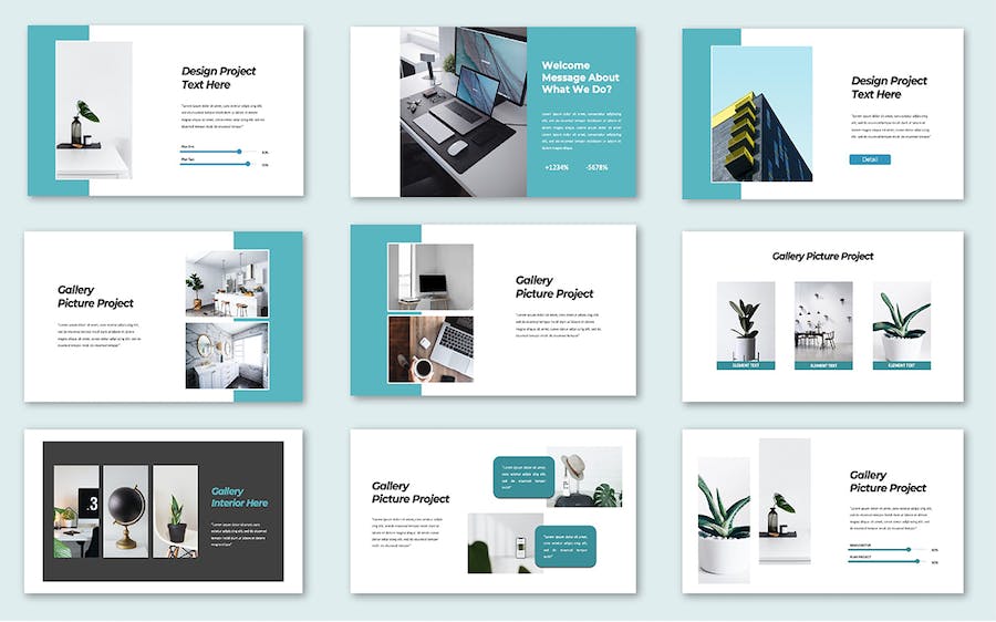 简约风室内设计展示PPT模板 - 顶尖PPT