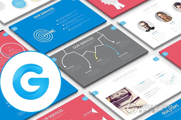 90页扁平化商务总结报告keynote模板 - 顶尖PPT