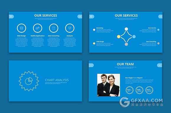 95页扁平化商务总结报告PPT模板 - 顶尖PPT