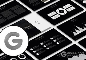 60页黑白简约商务风格keynote模板 - 顶尖PPT