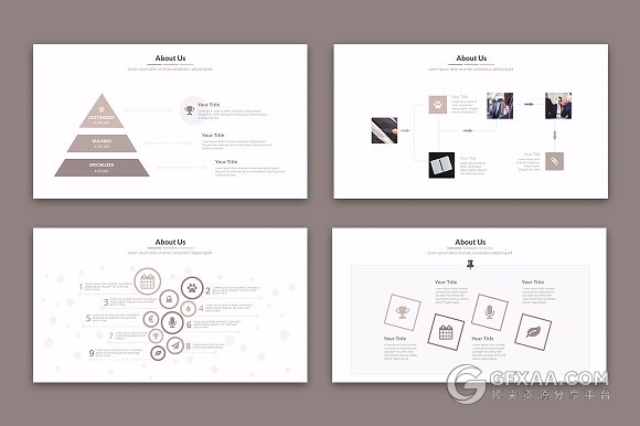 45页扁平化棕色系keynote商务风格模板 - 顶尖PPT