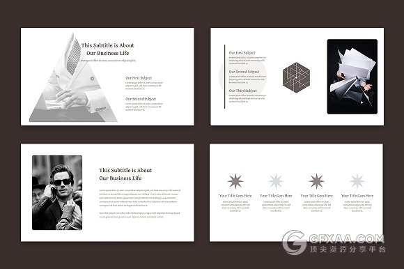 24页扁平化棕色系PPT模板 - 顶尖PPT