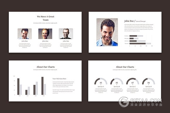 24页扁平化棕色系PPT模板 - 顶尖PPT