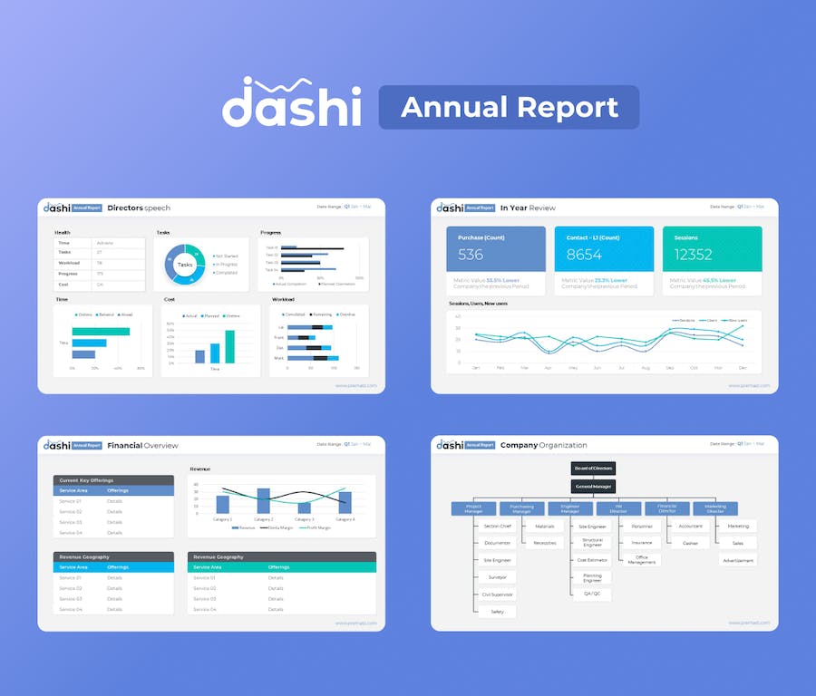 年度报告数据报表PPT模板 - 顶尖PPT