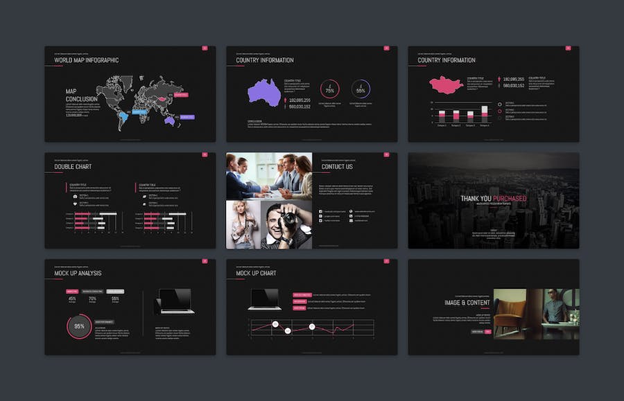 欧美创意黑底企业团队介绍商务通用PPT模板 - 顶尖PPT