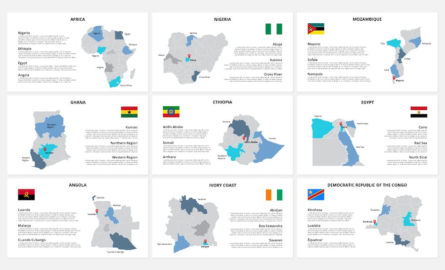 非洲各个国家地图图形PPT目的 - 顶尖PPT