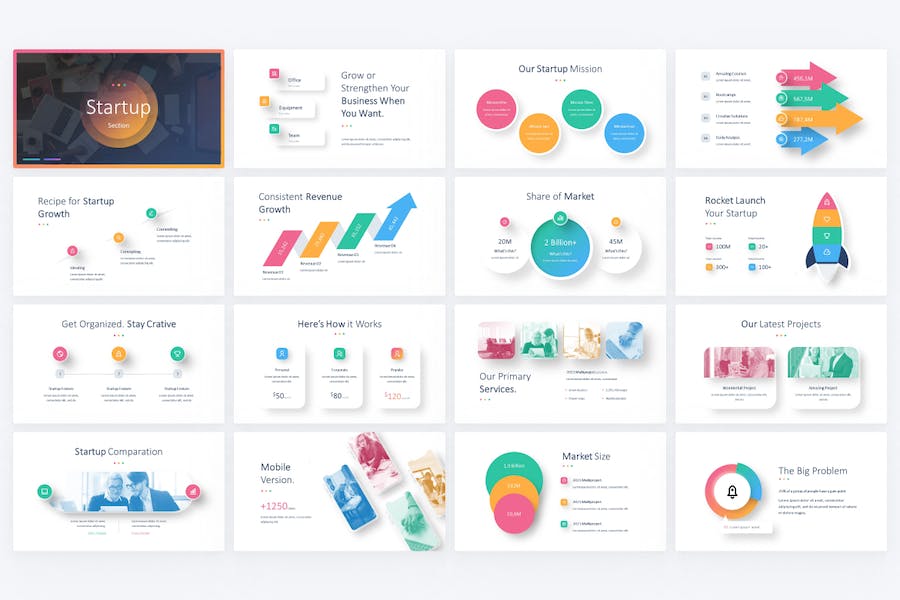 彩色步骤要点展示图形PPT模板 - 顶尖PPT