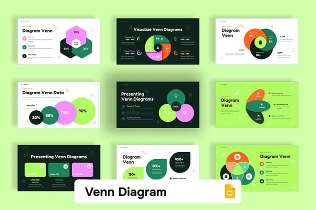 彩色文氏图维恩图形PPT模板 - 顶尖PPT