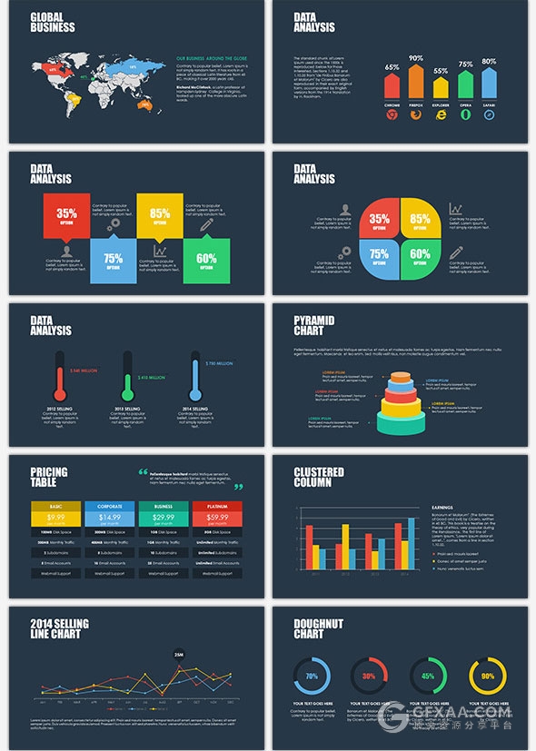 35页精美配色欧美商务风格keynote模板 - 顶尖PPT