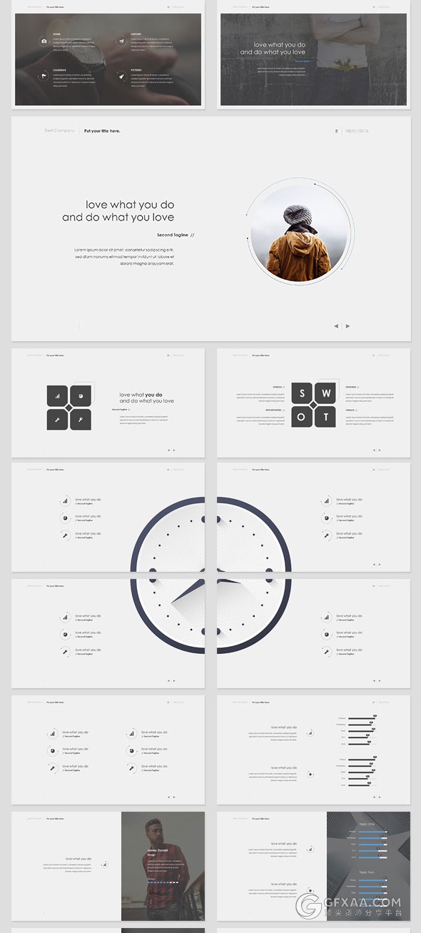 185页商务风格PPT模板3种尺寸4种配色 - 顶尖PPT